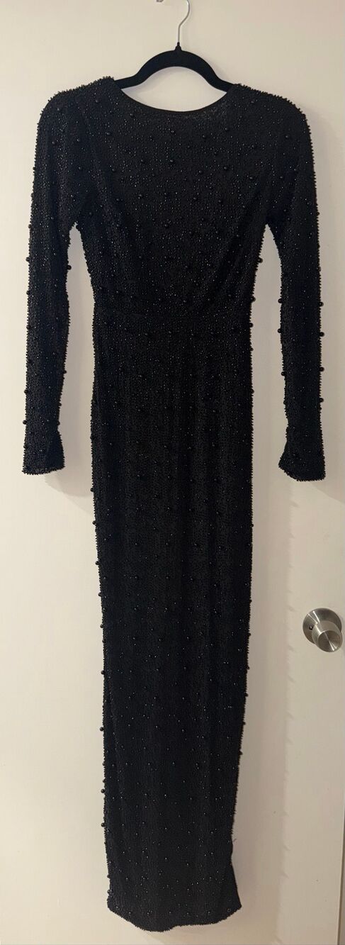 Oh Polly black beaded long sleeve dress size 0
